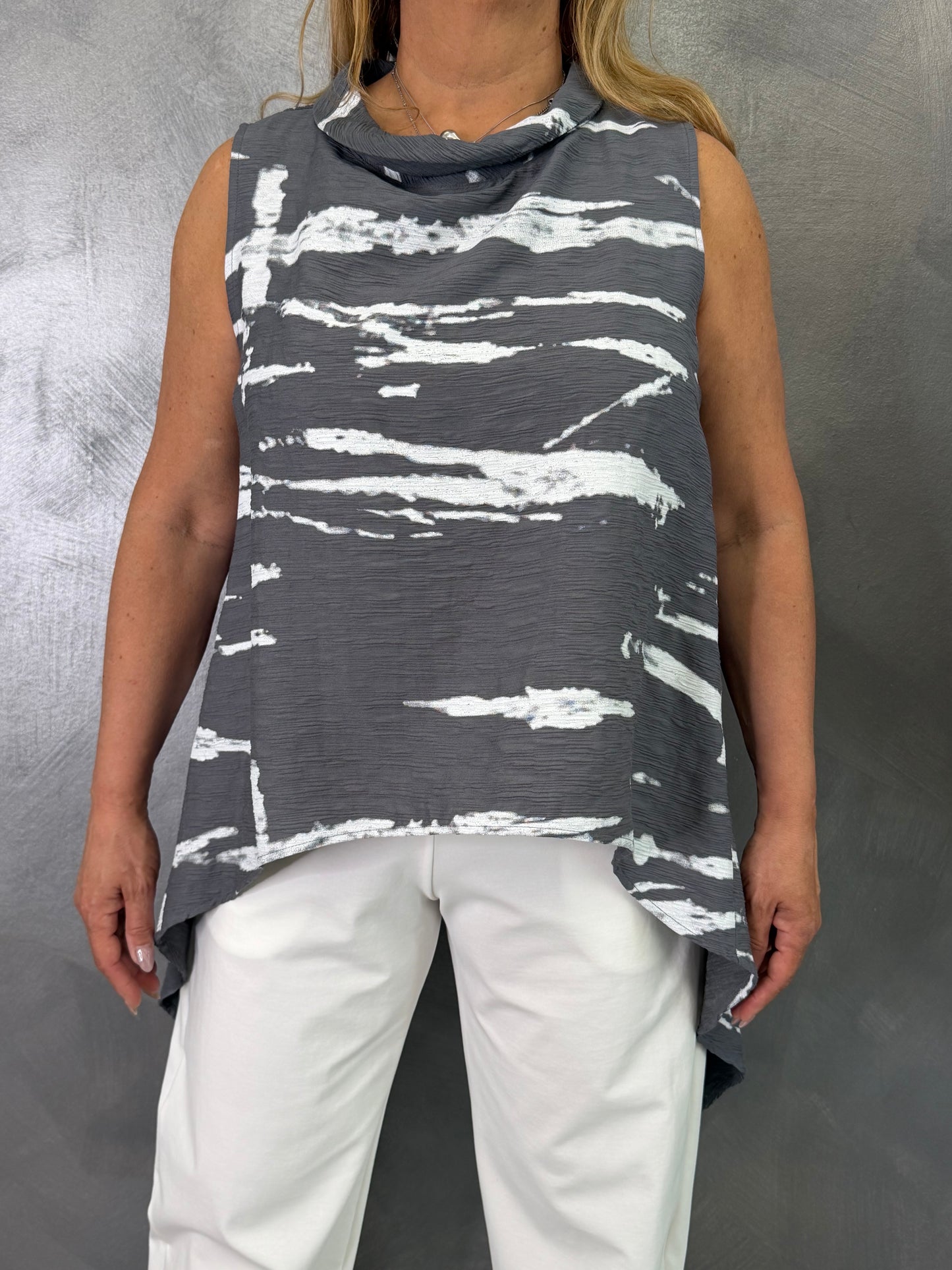 Top Wendy Onda Grigio/Bianco