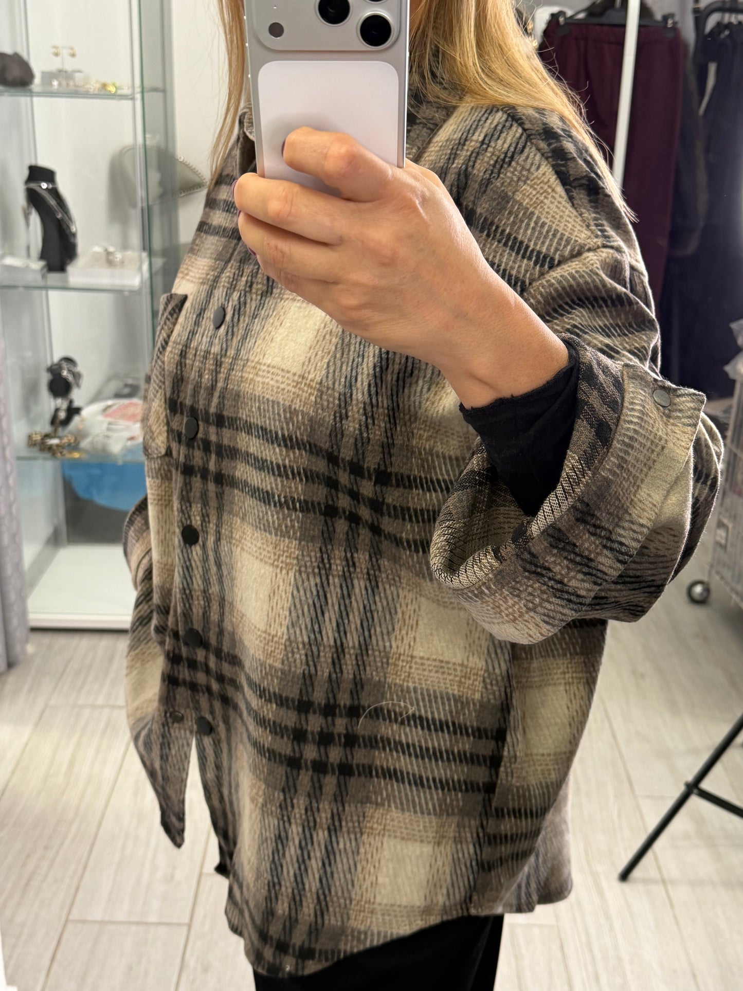 Camicia Quadri Beige