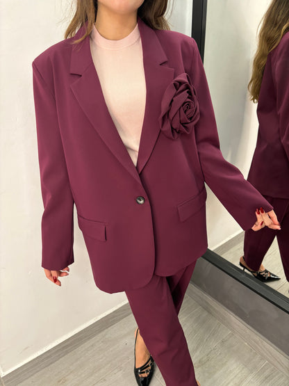 Giacca Vicolo Con Rosa Burgundi