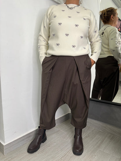 Pantalone Wendy Marrone Spigato