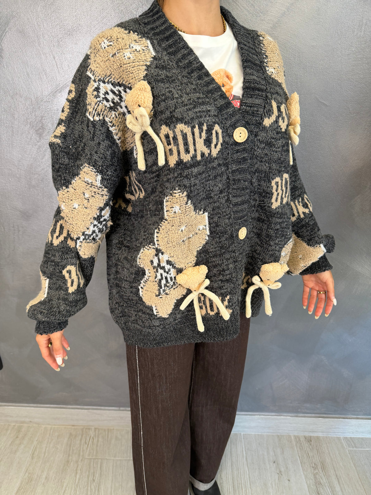 Cardigan Teddy Grigio