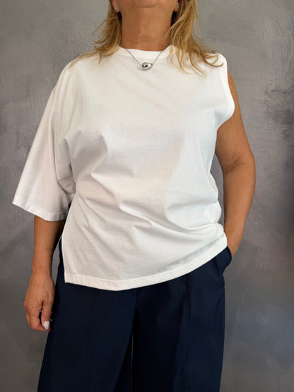 T-Shirt Monospalla  Bianca Vicolo
