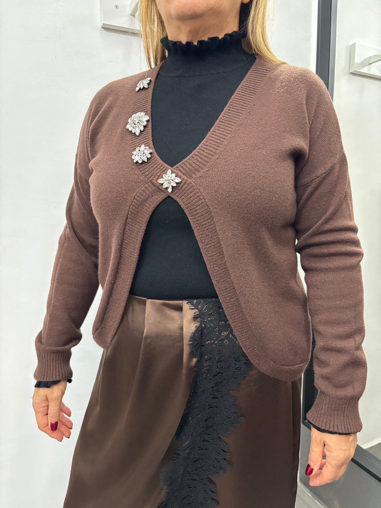 Maglioncino Scollo V Marrone