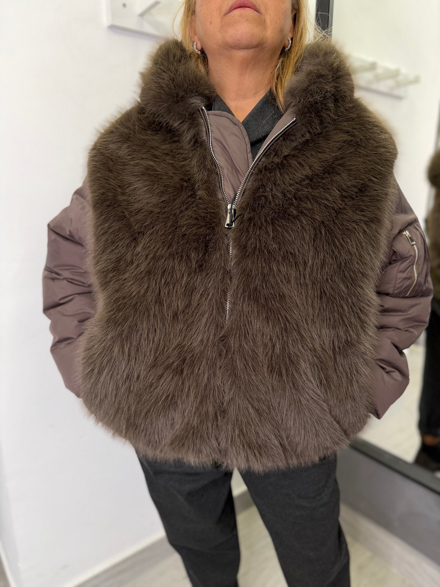 Piumino In Ecopelliccia Marrone