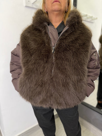 Piumino In Ecopelliccia Marrone