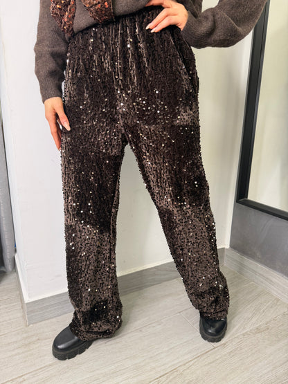 Pantalone Paiettes Marrone
