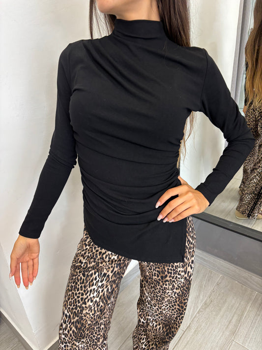 Maglia Basic Arricciata Nera