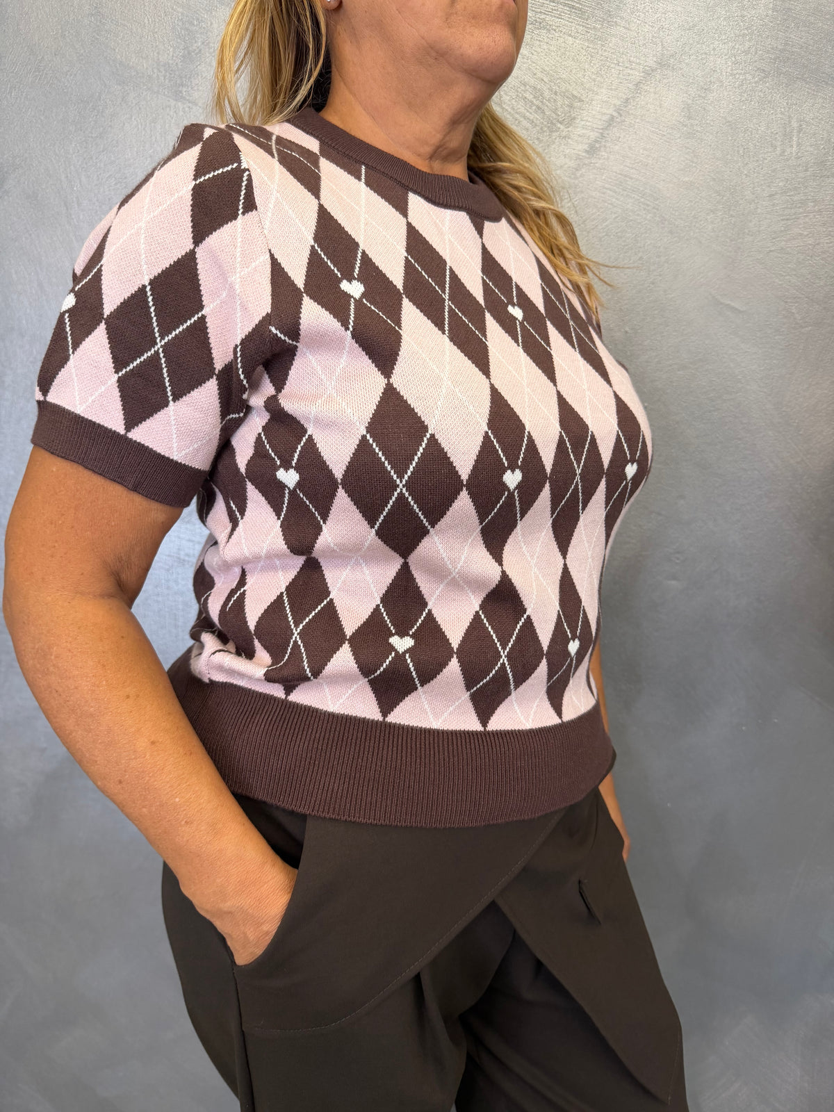 Maglia Rombi Marrone e Rosa