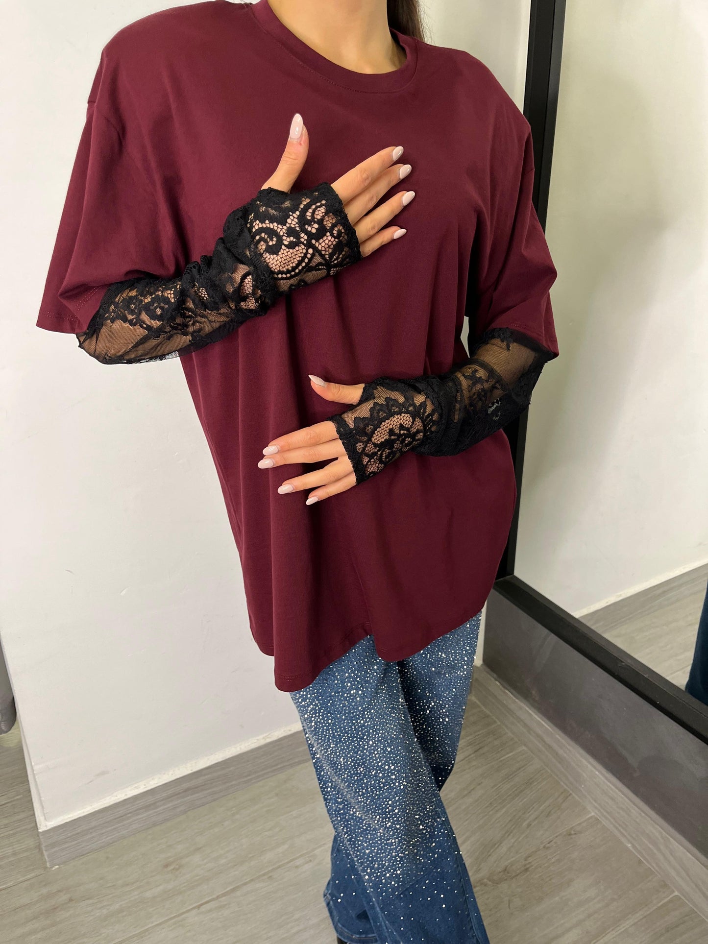 T-Shirt Pizzo Bordeaux Vicolo