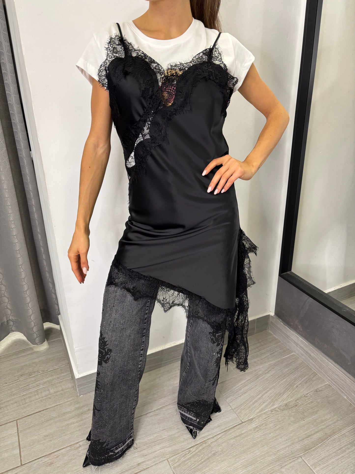 Abito Lingerie Pizzo Nero