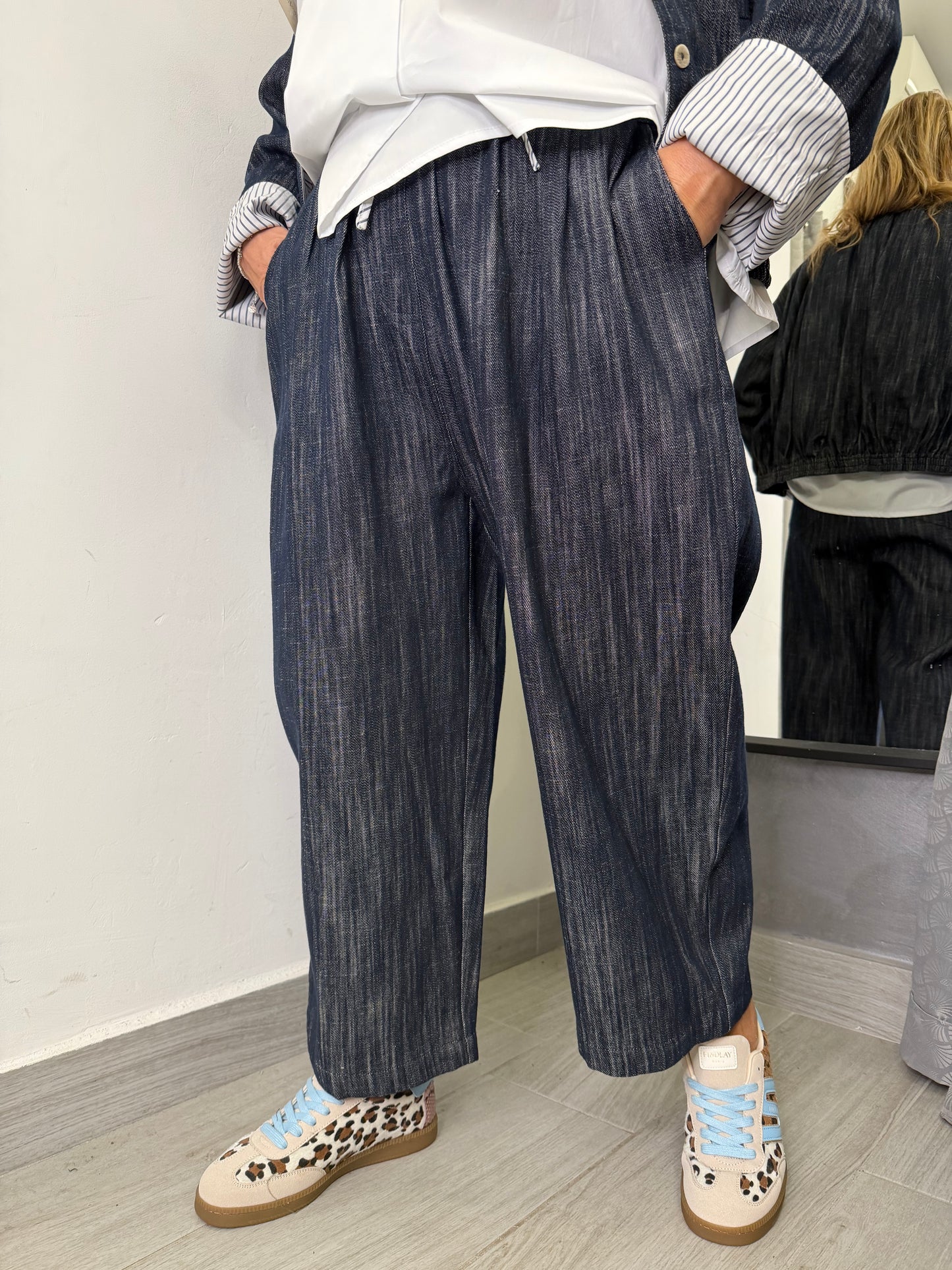 Pantalone Denim Rigato