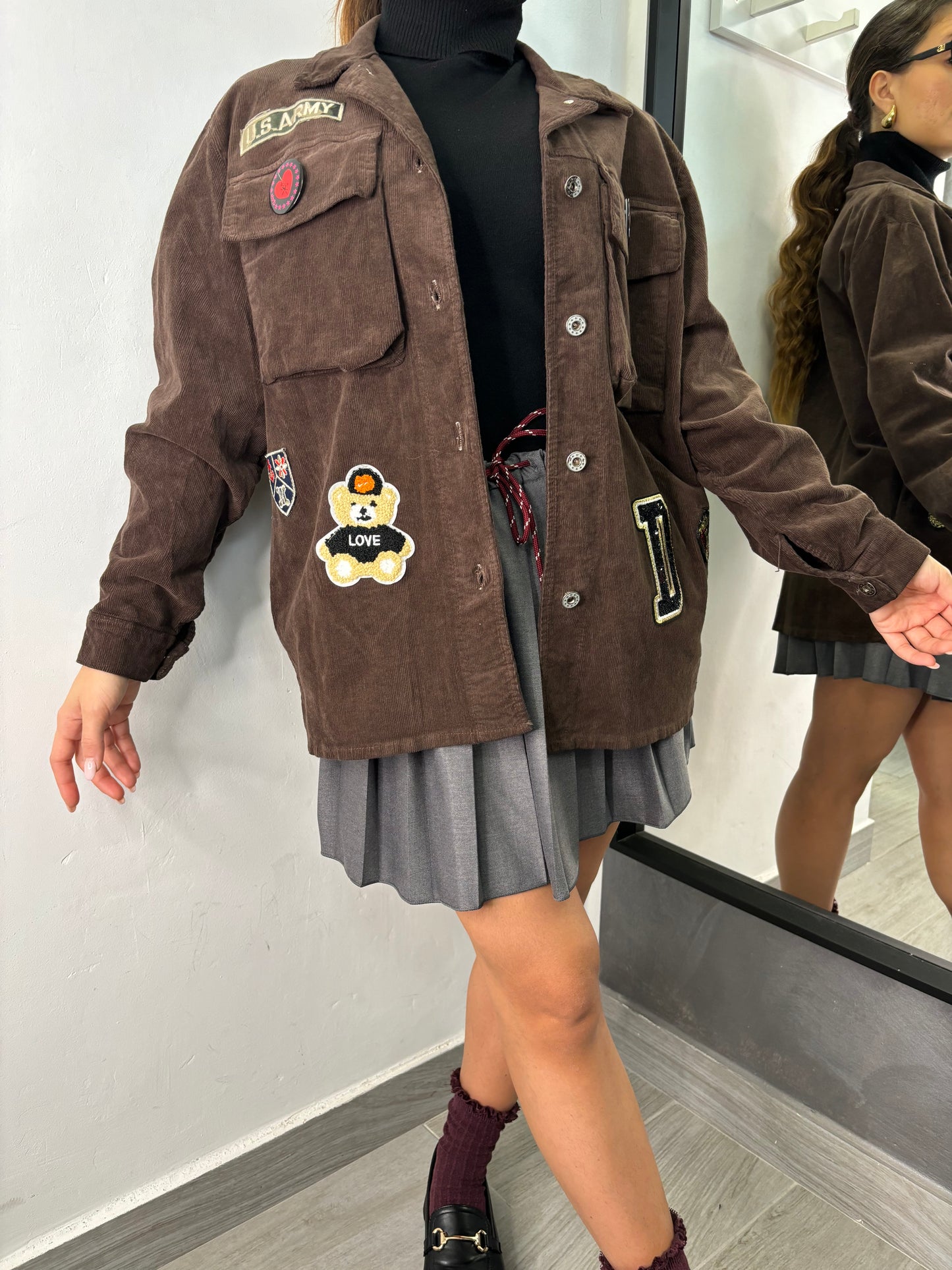 Camicia College Marrone