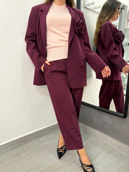 Giacca Vicolo Con Rosa Burgundi