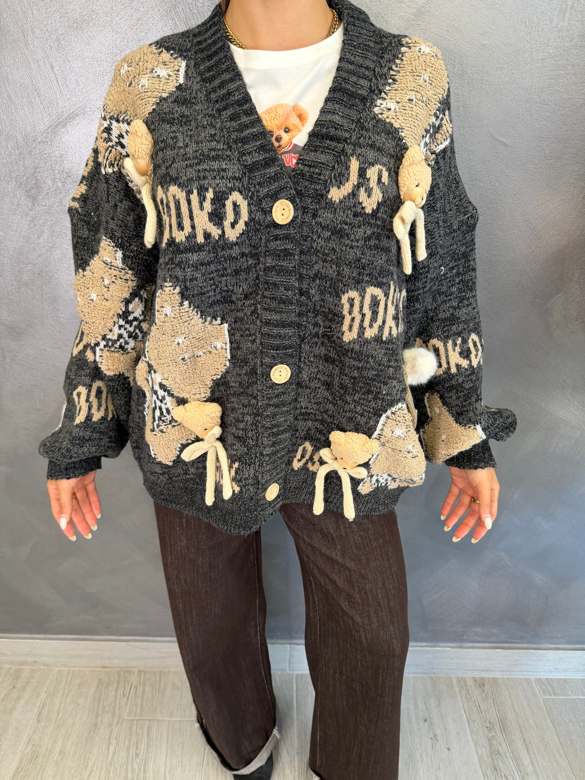 Cardigan Teddy Grigio