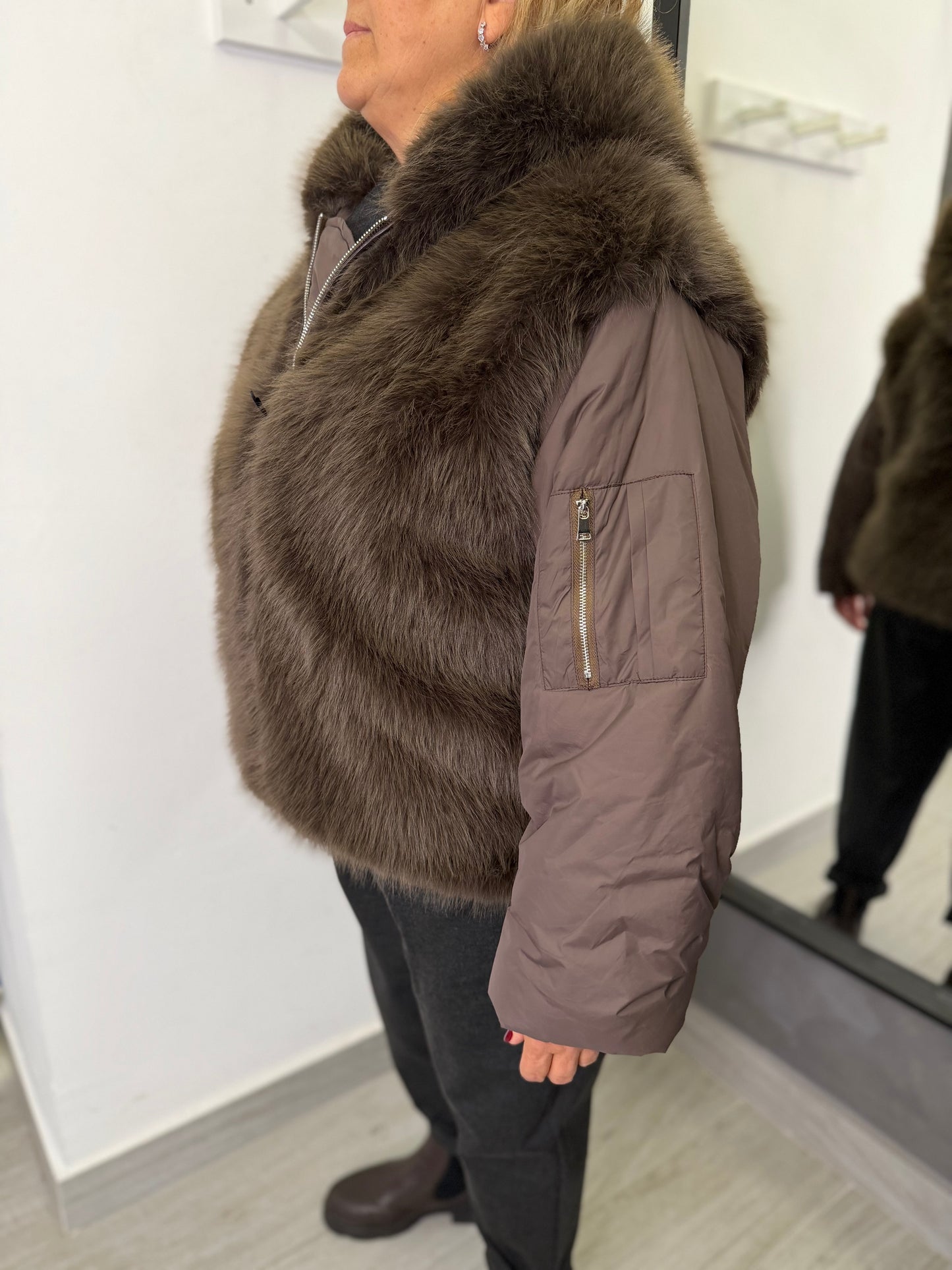 Piumino In Ecopelliccia Marrone