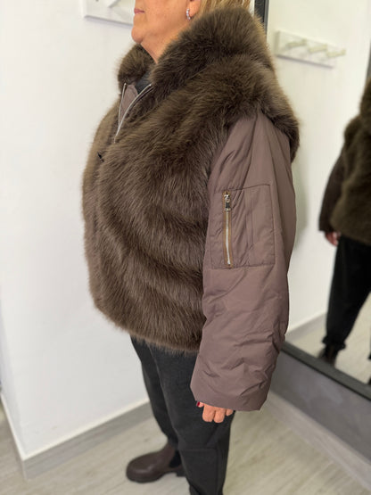 Piumino In Ecopelliccia Marrone