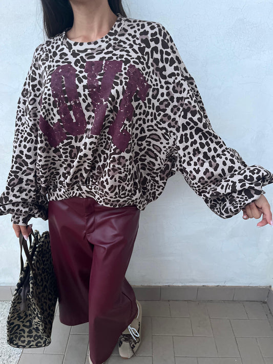 Felpa Love Leopardata