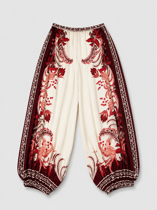 Pantalone Nives Fantasia Rosso