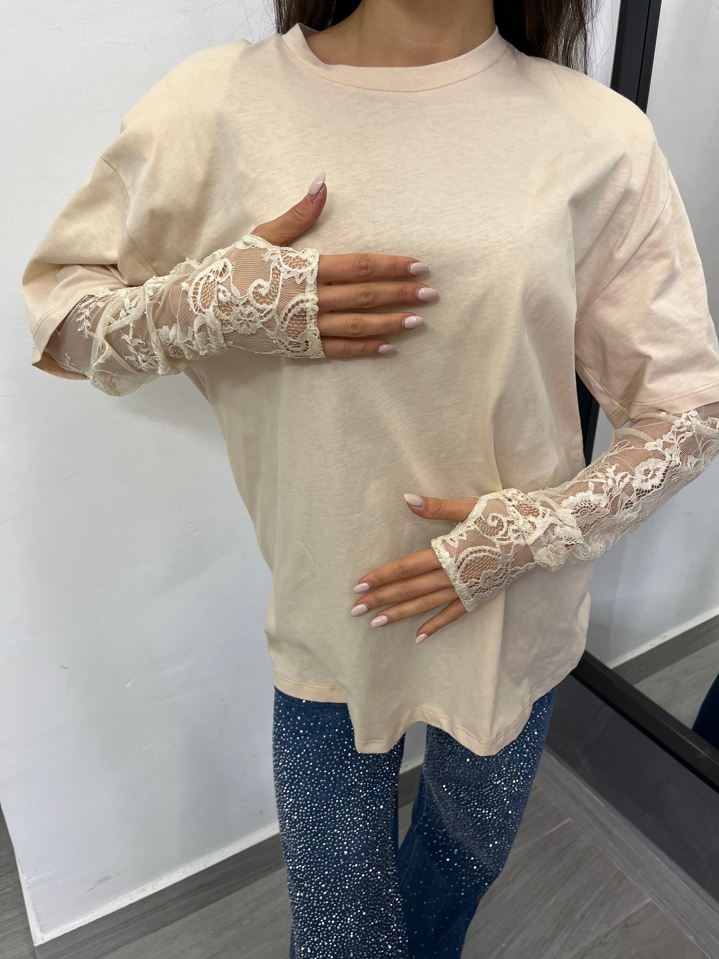 T-Shirt Pizzo Beige Vicolo