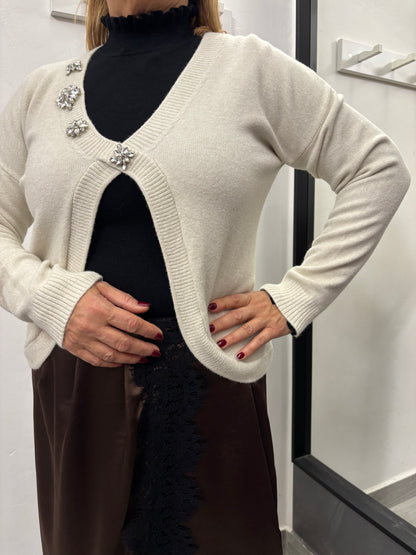 Maglioncino Scollo V Burro