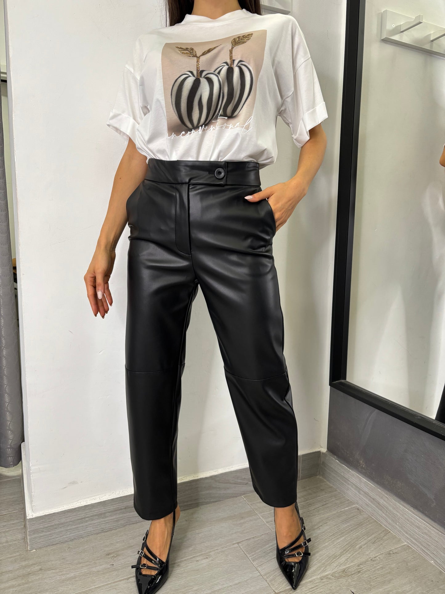 Pantalone Ecopelle Nero Imperial