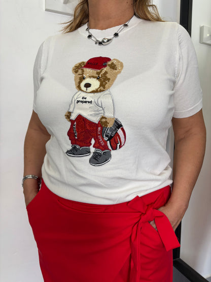 Maglioncino Teddy Basket Bianco