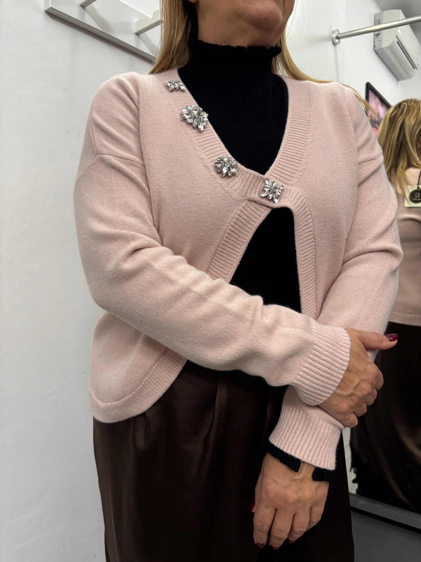 Maglioncino Scollo V Rosa