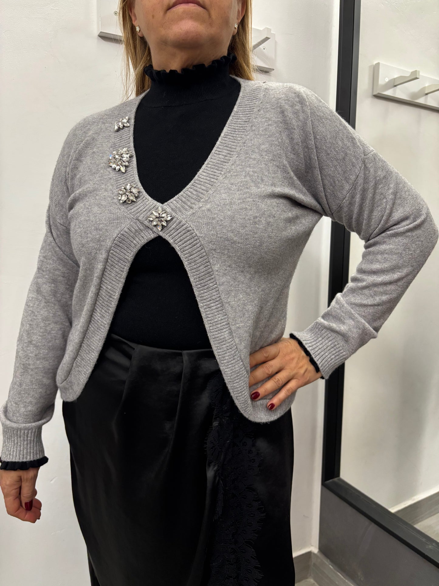 Maglioncino Scollo V Grigio