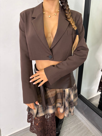 Giacca Crop Marrone Vicolo