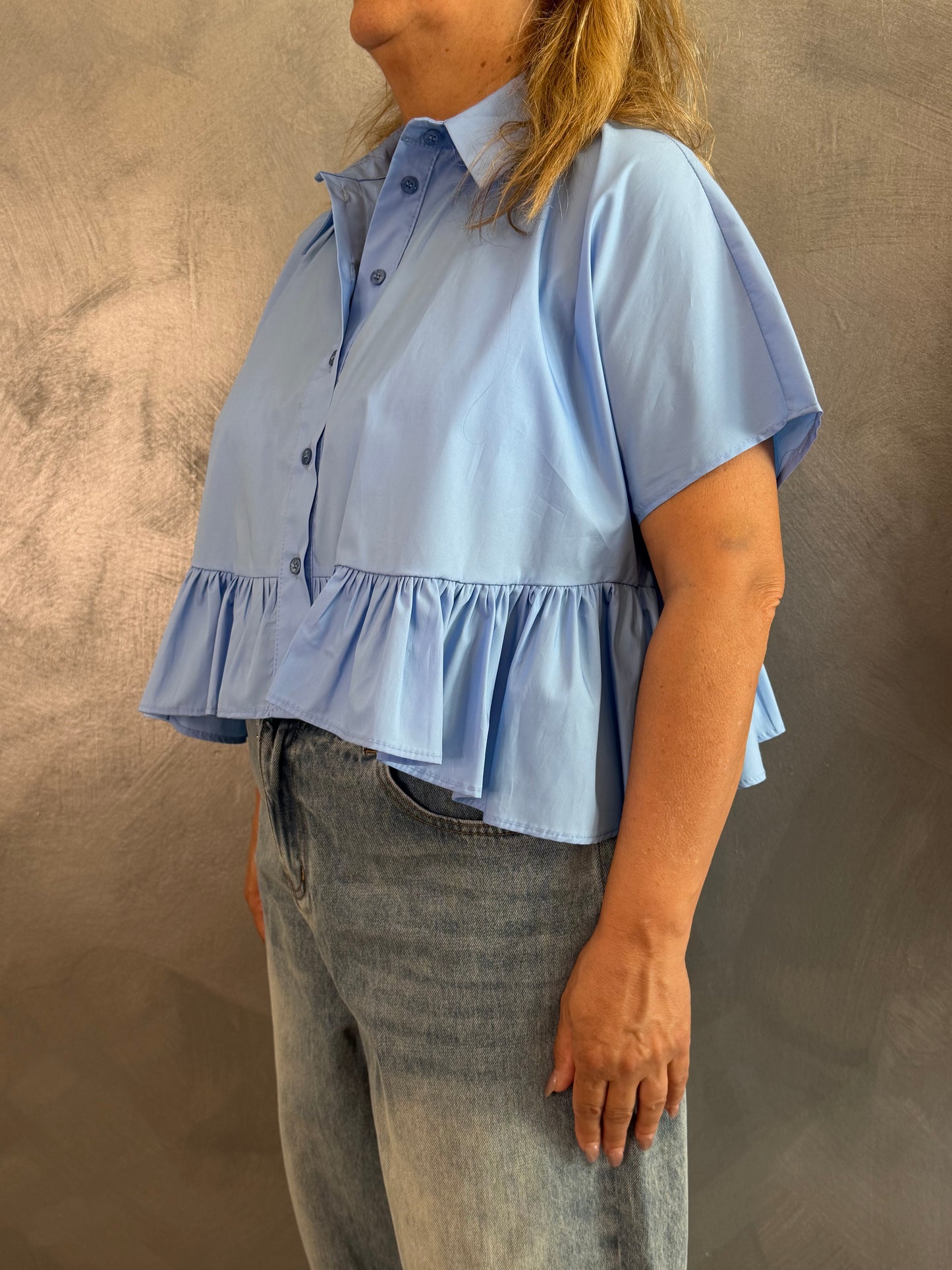 Camicia Crop Imperial Azzurra