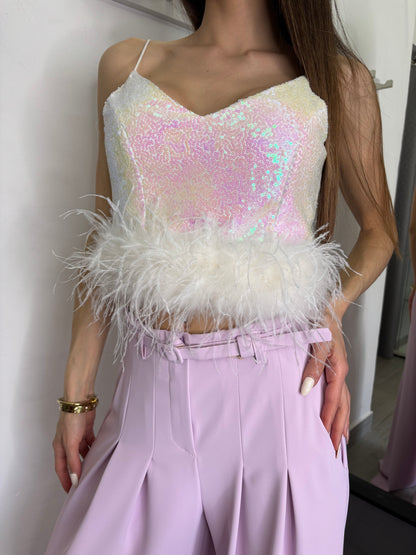 Top Piume Bianco