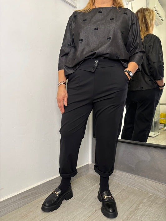 Pantalone Sun Bottoni Centrali Nero
