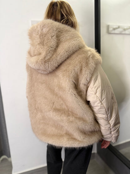 Piumino In Ecopelliccia Burro