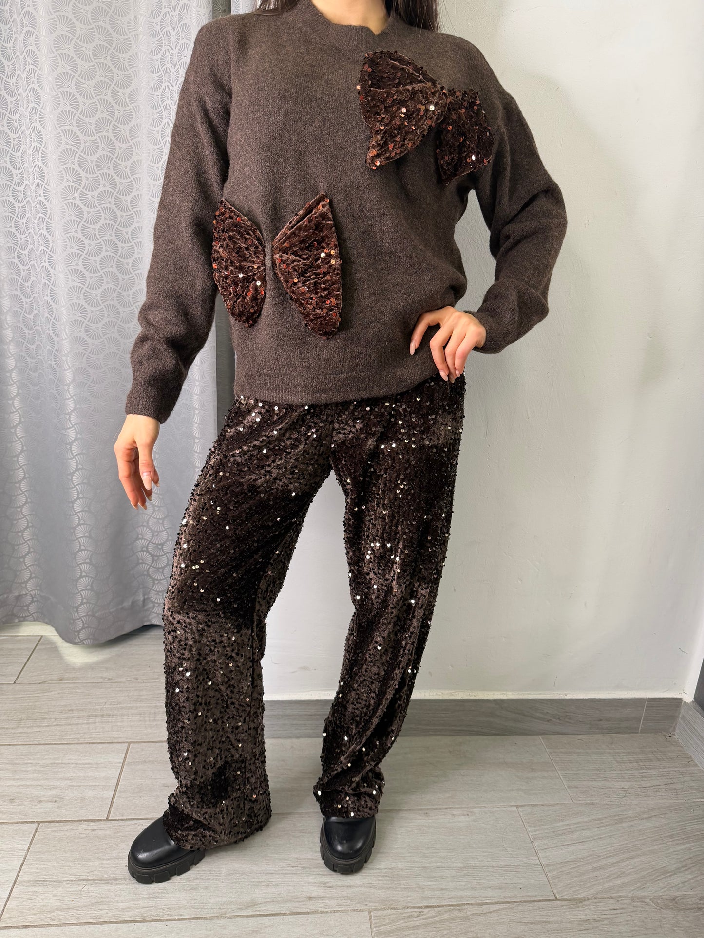 Pantalone Paiettes Marrone