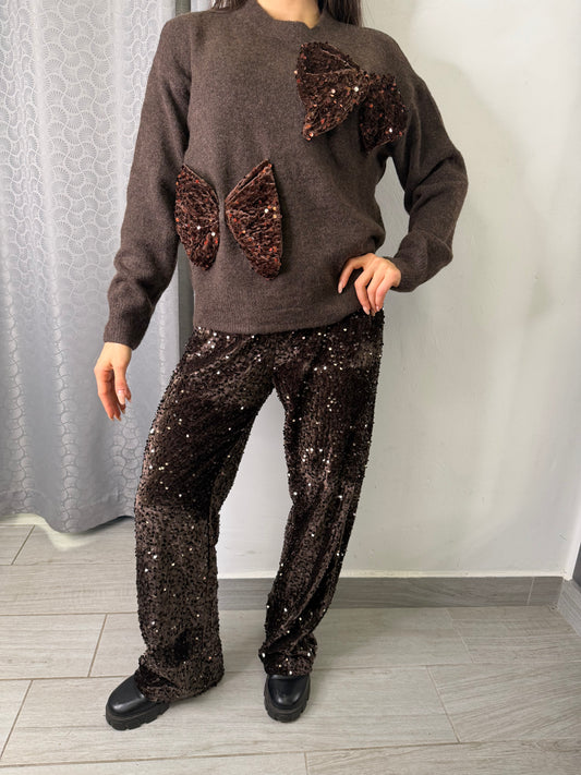 Pantalone Paiettes Marrone
