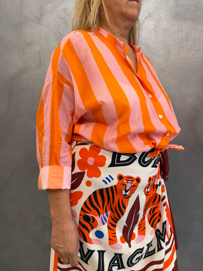 Camicia Righe Arancio/Rosa