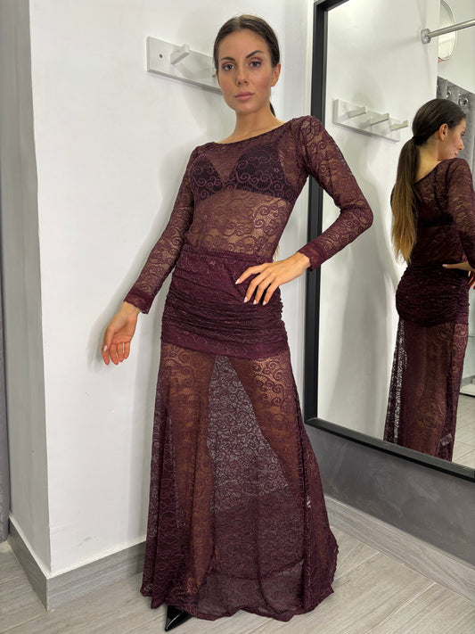 Gonna Pizzo Burgundi Lumina