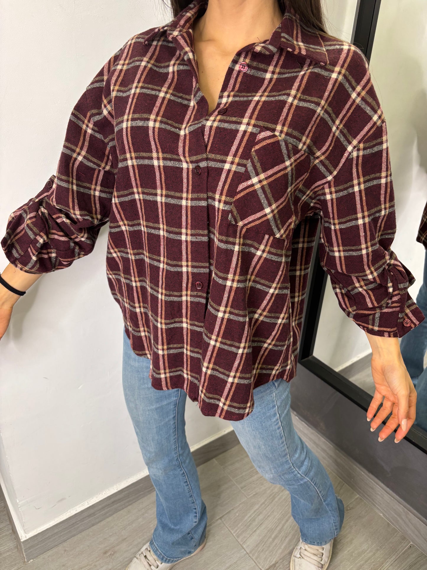 Camicia Scozzese Bordeaux