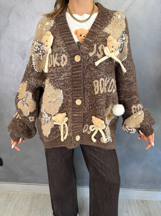 Cardigan Teddy Marrone
