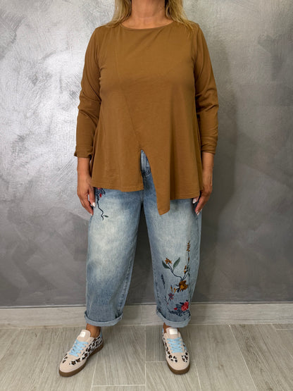 T-Shirt Wendy Spacco Davanti Camel