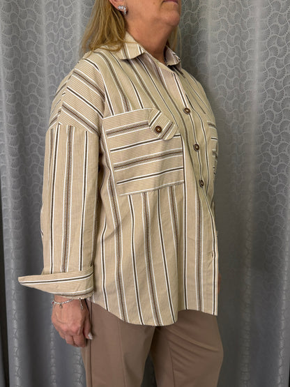 Camicia a Righe Beige