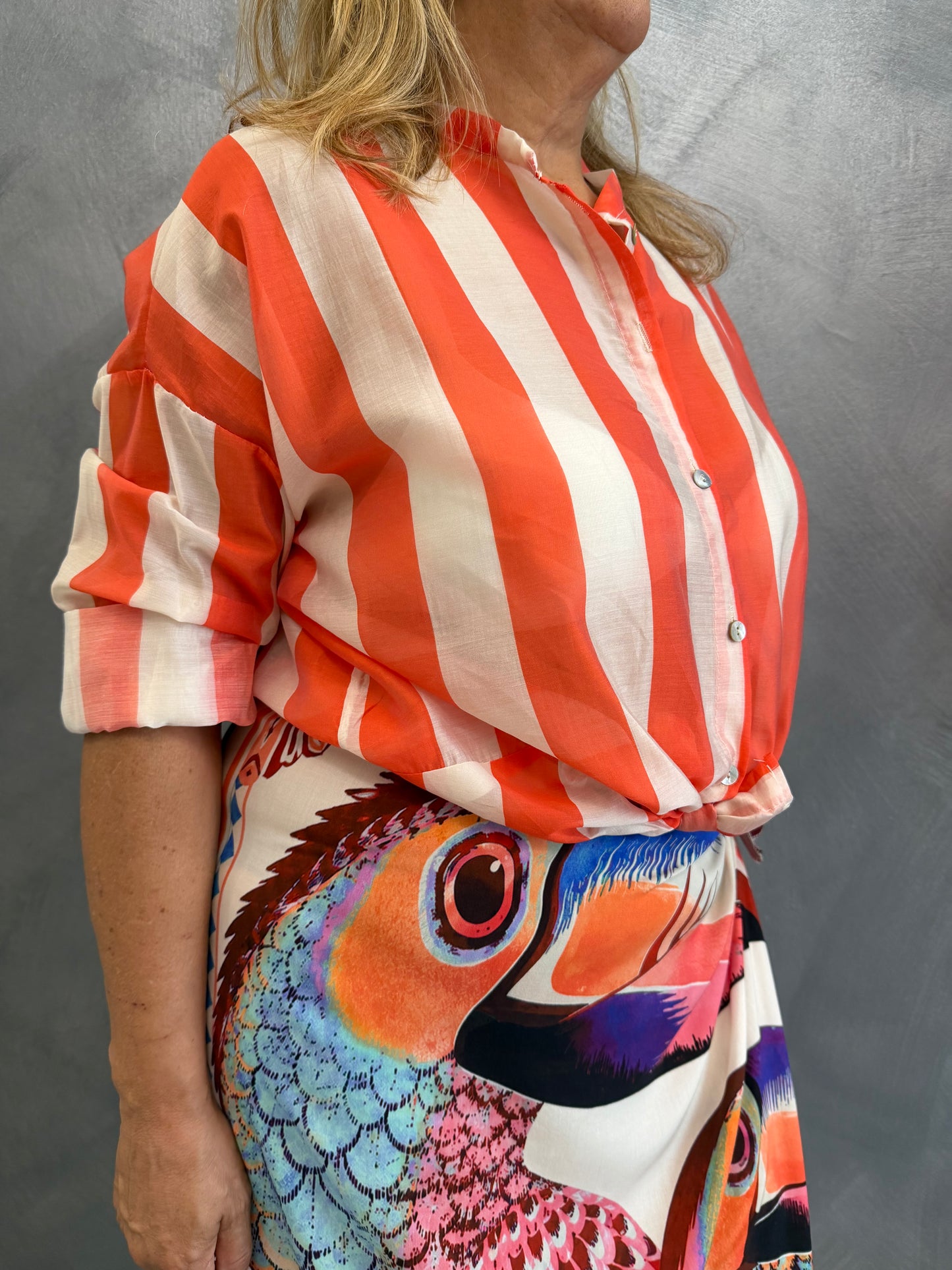 Camicia a righe Arancio