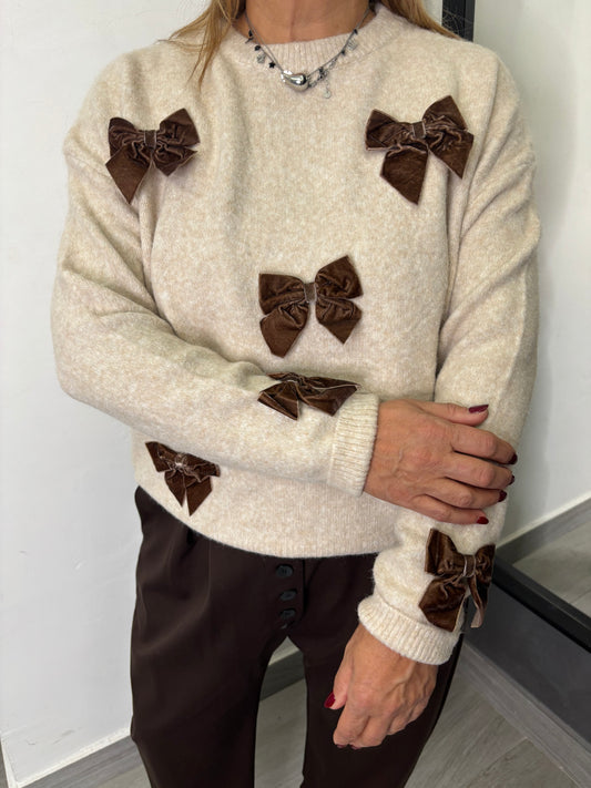 Maglione Burro Fiocchetti Marroni