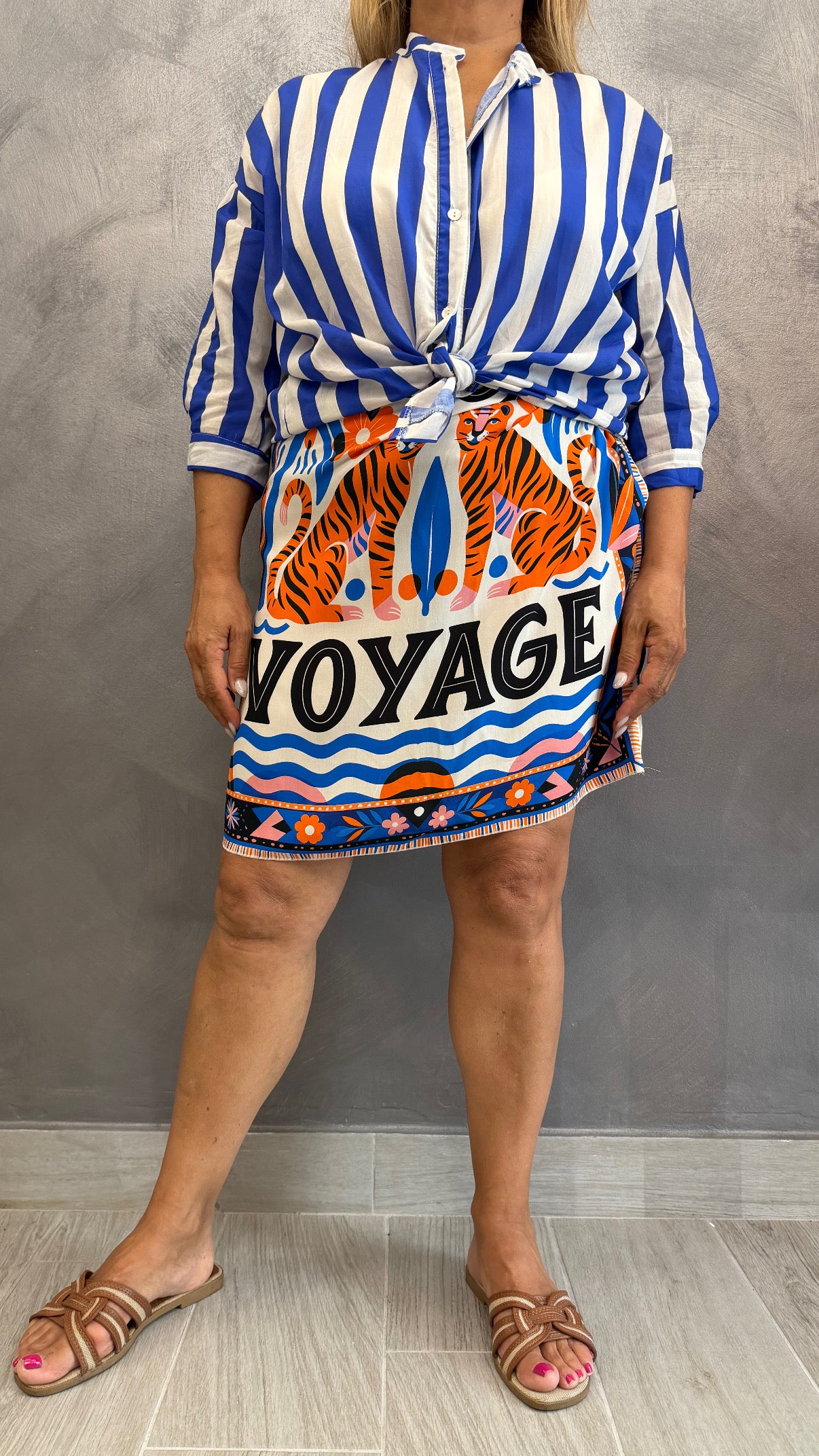 Gonna Midi Pareo Tigre Arancio