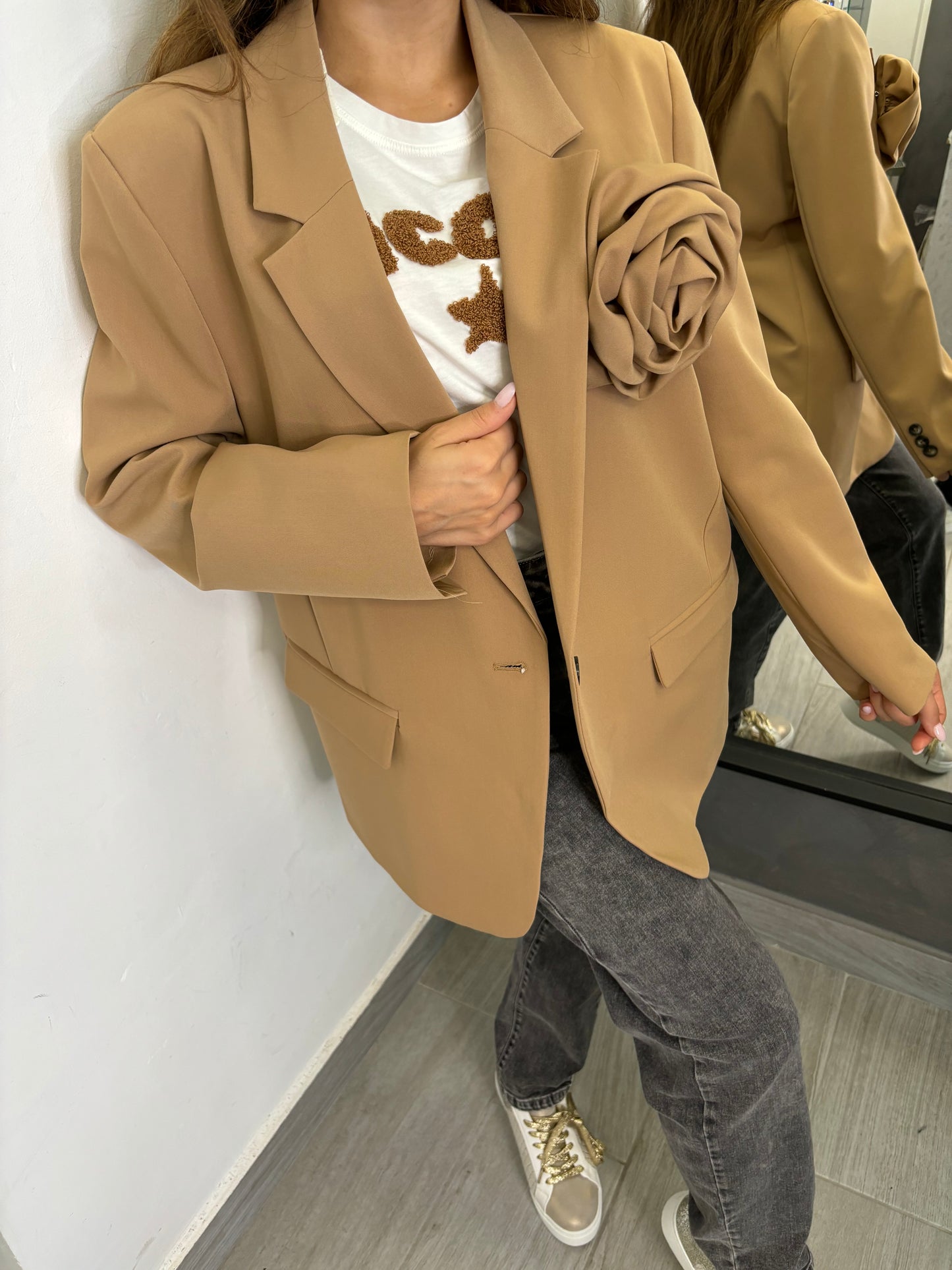 Giacca Vicolo Con Rosa Camel