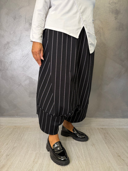 Pantalone Aléa Uni Barrel Gessato Nero