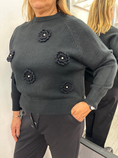 Maglione Perla Fiore Nero