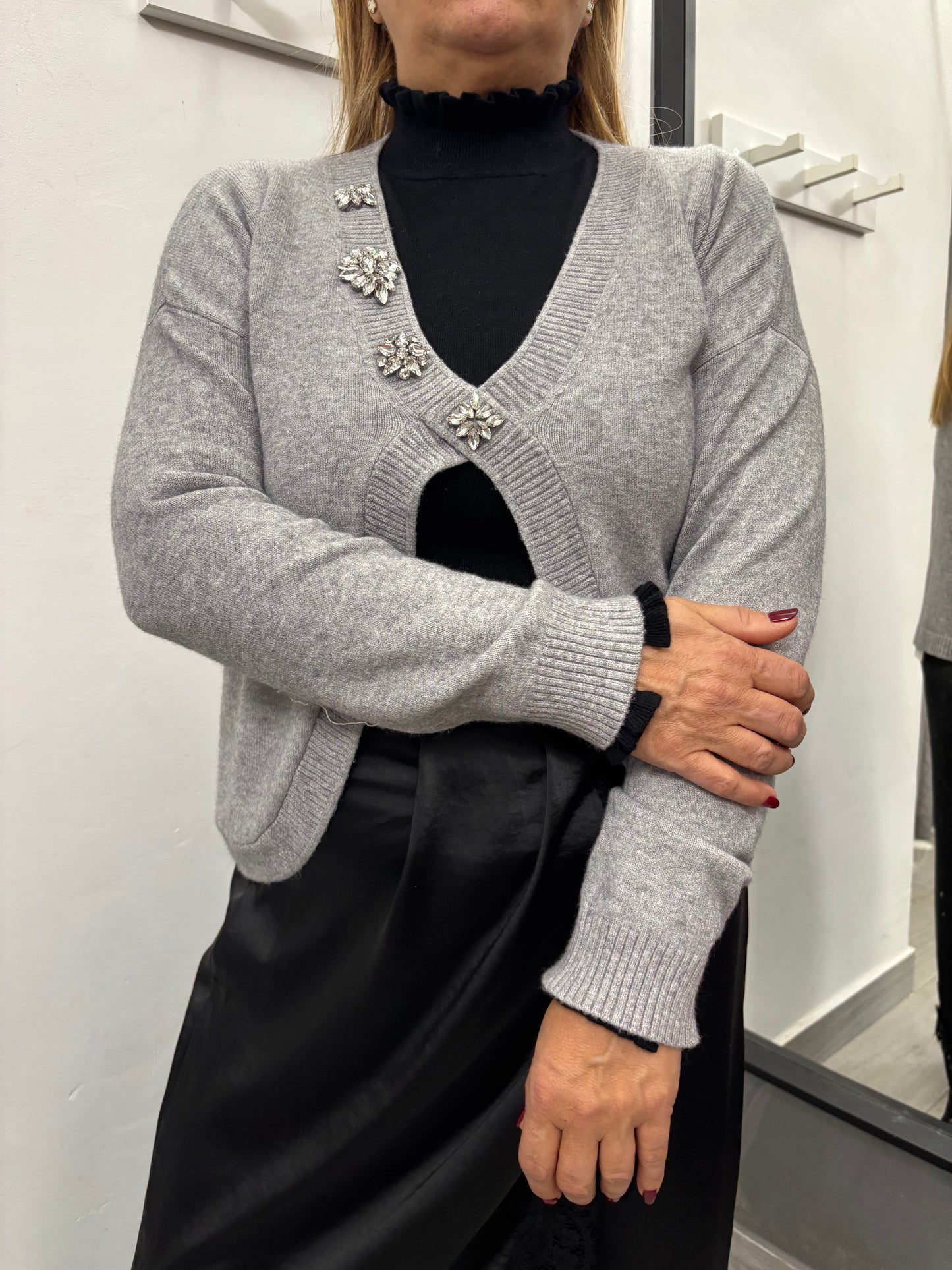 Maglioncino Scollo V Grigio