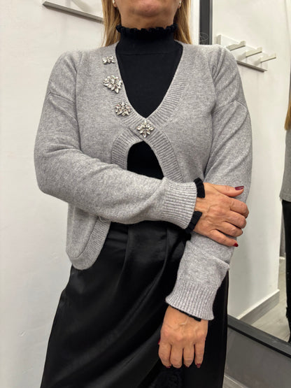 Maglioncino Scollo V Grigio