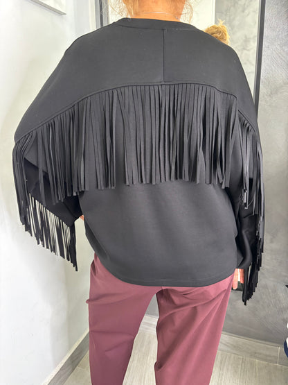 Felpa Frange Nera Lumina